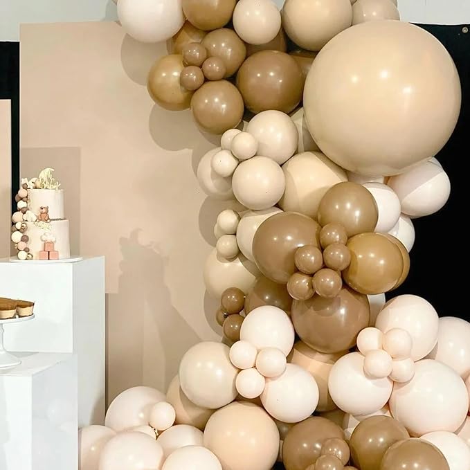 90pack Khaki Balloons Different Size 18/12/10/5 Inch Khaki Balloon Garland Arch Kit for Graduation, Wedding, Birthday, Princess Theme Party, Baby Shower, Anniversary Party Decorations