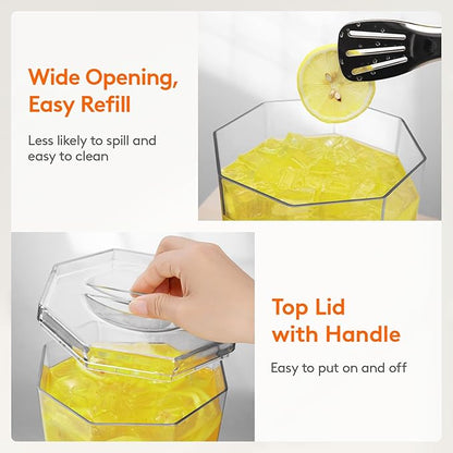 Lifewit 1 Gallon (128 OZ) Drink Dispensers for Parties 2 Pcs, 4L Plastic Beverage Containers with Stand for Juice/Tea/Soda/Water, Clear Ice Lemonade Dispensers with Lid & Leak-proof Spigot