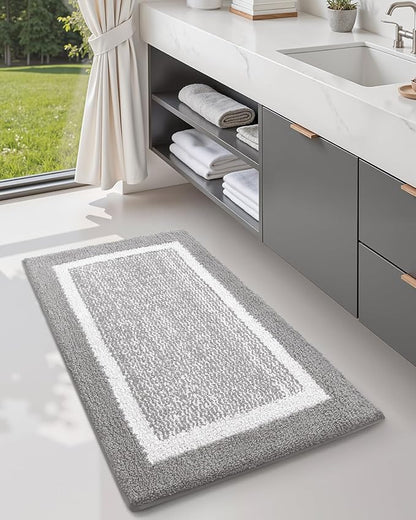 Color&Geometry 16"x24" Small Bath Mats for Bathroom Simple and Stylish, Gray Bathroom Rugs, Non Slip, Absorbent, Soft, Washable, Microfiber Bathmat Shower Mat Outside Shower