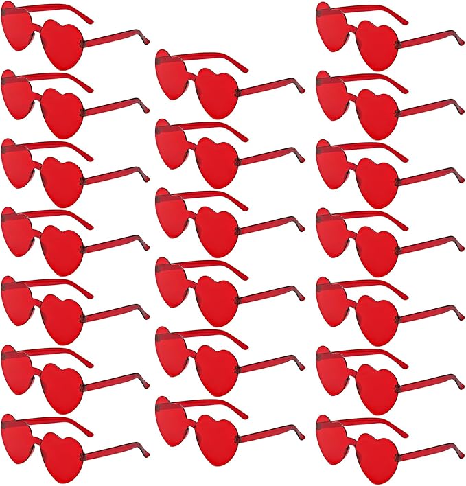 20 Pairs Heart Shaped Sunglasses Bulk, Colorful Rimless Fun Heart Sunglasses for Women Party Favors