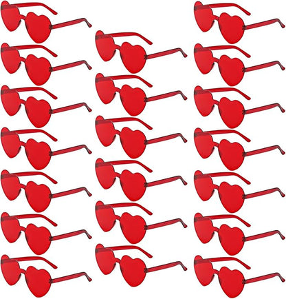20 Pairs Heart Shaped Sunglasses Bulk, Colorful Rimless Fun Heart Sunglasses for Women Party Favors