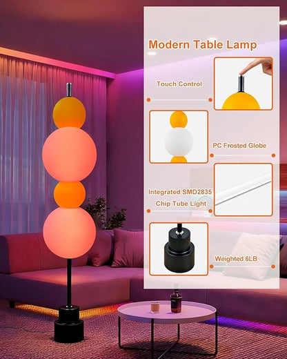 Lightdot RGB& 3000K Floor Lamp with Touch Control, Dimmable Colors Temperature, Globe Modern Floor Lamp with Smart Bulb Included, Yellow Standing Lamps for Living Room/Sofa Beside/Corner Decor