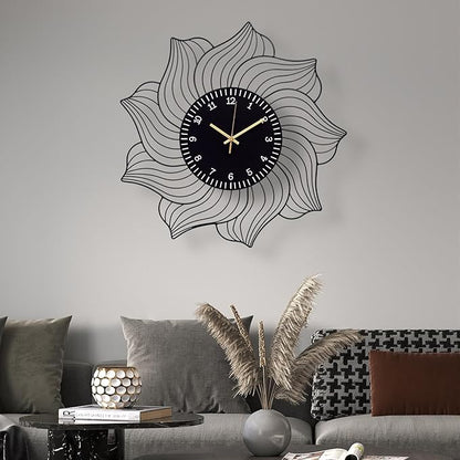 22 Inch Flower Wall Clock, Silent Non-Ticking Battery Operated Modern Decorative Metal Wall Clocks for Living Room, Bedroom, Kitchen, Office