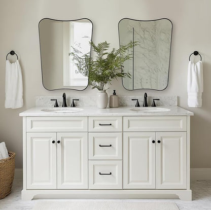 ANDY STAR 24"x32" Matte Black Mirror, Bathroom Mirror for Over Sink, Modern Irregular Shaped Mirror in Rust-Proof Stainless Steel 1” Frame, Decorative for Bathroom, Bedroom or Entryway