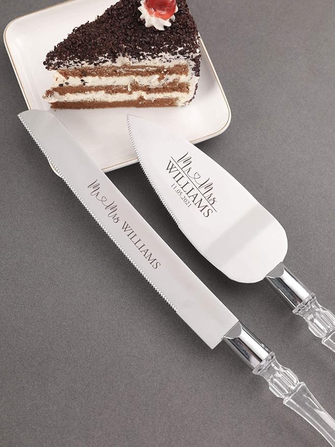 AW BRIDAL Personalized Wedding Cake Knife and Server Set, Bridal Cake Cutting Set Wedding Gift Pie Cutter Cake Knife for Parties Events//DK2201CPP05//