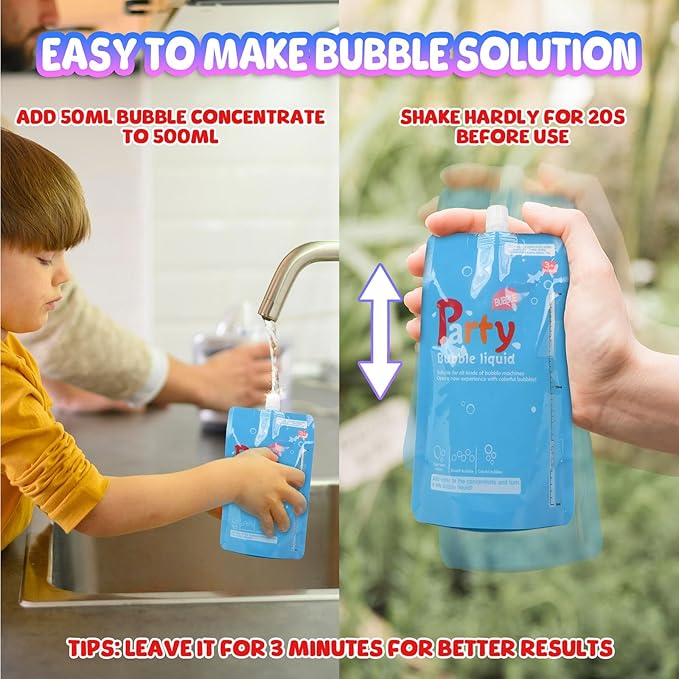 Bubble Machine, Automatic Bubble Blower for Kids Toddlers, 8000+ Bubbles Per Minute, 90° 200° Oscillating Electric Plug-in or Batteries Bubble Maker Toys for Outdoor Birthday Party - Light White