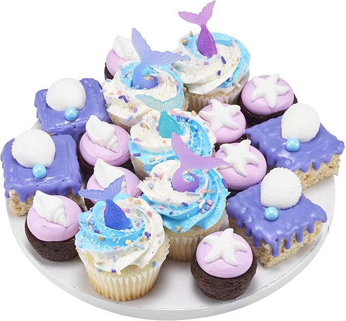 DECOPAC Mermaid Tail Wrap Cupcake Rings, Cake Toppers, Multicolored Food Safe Decorations For Parties– 24 Pack