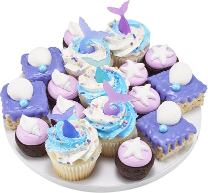 DECOPAC Mermaid Tail Wrap Cupcake Rings, Cake Toppers, Multicolored Food Safe Decorations For Parties– 24 Pack