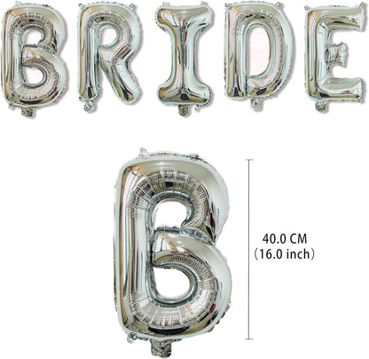 16 Inch Bride Balloons, Silver Bride To Be Balloon For Bridal Shower Decor,Bachelorette Party Decorations, Engagement Party Supplies