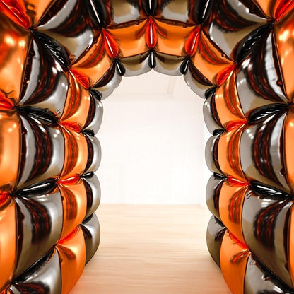 36pcs Black & Orange Square Foil Balloons Kit - Halloween Balloon Backdrop Wall Arch for Thanksgiving, Birthday, Graduation Party Decorations (Includes Straws & Ribbon)