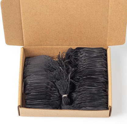 Pack of 500 Paper Tags with String Attached for Storage Baskets,Jewelry, Clothing(Black,1.88"x1.18")