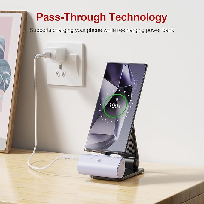 iWALK Small USB-C Portable Charger, 4500mAh Portable Charger for iPhone 17/16/15 Series Power Bank for Samsung Galaxy S25/S24/S23 Ultra, Z Flip 5, Note, Moto, LG, Google Pixel, Purple