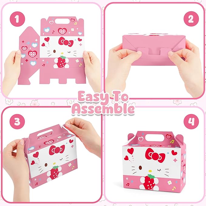Zoomiin 24PCS Cute Party Favor Treat Boxes, Cartoon Theme Candy Boxes Goodie Gift Boxes with 12 Styles Pattern Birthday Party Supplies Decorations