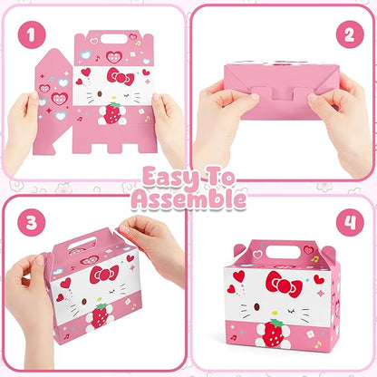 Zoomiin 24PCS Cute Party Favor Treat Boxes, Cartoon Theme Candy Boxes Goodie Gift Boxes with 12 Styles Pattern Birthday Party Supplies Decorations