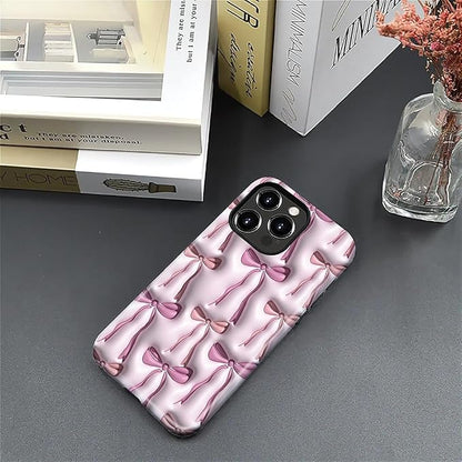 for iPhone 16 Pro Case,HL2 Abstract Ribbons Bows Hybrid 2 Layer Hard Shell Silicone Protective Pattern Design Case