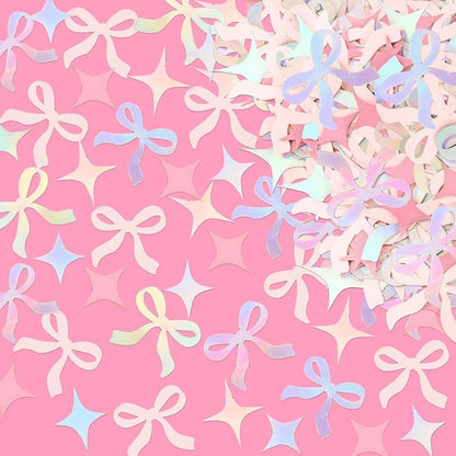 100PCS Pink Bow Confetti Engagement Party Bride To Be Pink Bow Table Confetti Bachelorette Party Birthday Decorations Supplies Baby Shower Boy Girl Bridal Shower Ribbon Party Supplies (pink bow 2)