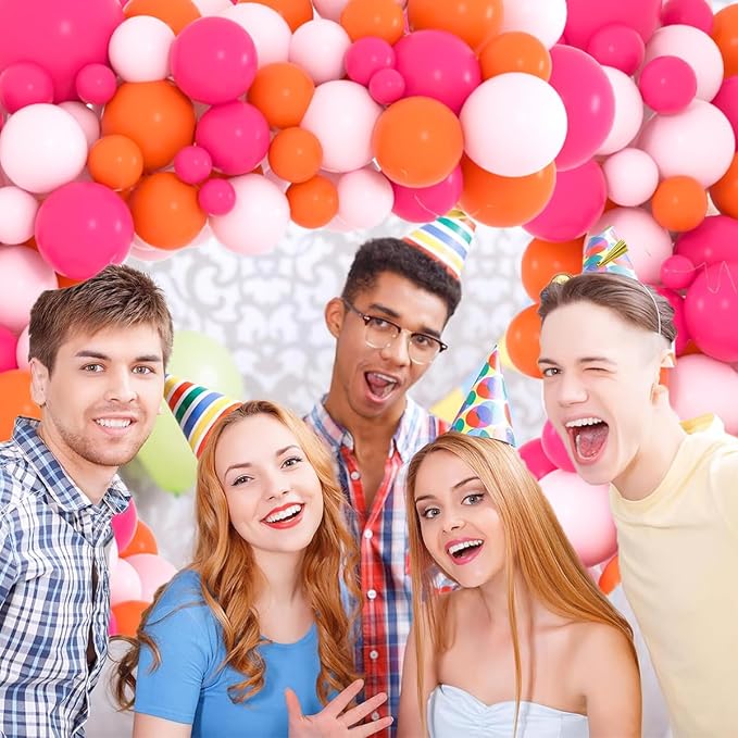 Pink Orange Balloon Garland Arch Kit, Rose Red, Light Pink and Orange Balloons Birthday Balloon for Wedding Bridal Shower Bachelorette Birthday Graduation Party Decorations