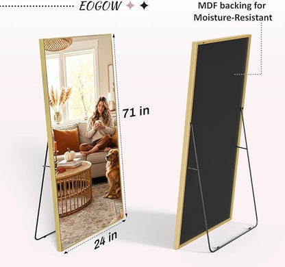 EOGOW 71" x 24" Full Body Mirror,Tempered Glass Shatterproof Full Length Mirror with Stand, Hanging, Wall Mounted Leaning for Bedroom Living Room Entryway