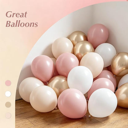 60pcs Pink and Gold Balloons 12inch, Sand White Metallic Gold Dusty Pink Balloons for Boho Wedding Baby Bridal Shower Engagement Birthday Party Decorations