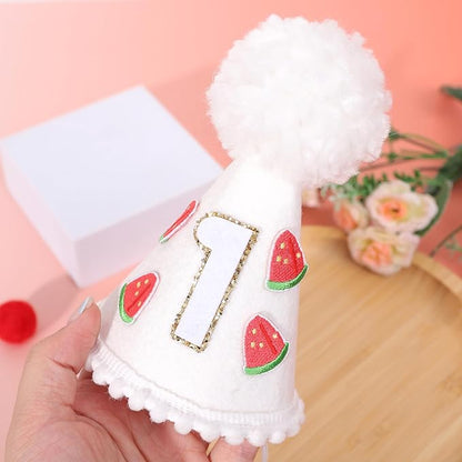 Watermelon 1st Birthday Hat - Sweet Birthday Party Decorations,One in a Melon Birthday Party Crown,Photo Prop (mini)