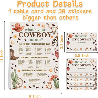 Cowboy Birthday Party Decorations-Birthday Party Games,Cowboy Theme Birthday Party Sign,Baby Shower Decorations,Birthday Party Game,Baby Shower Games,What's your Cowboy Name