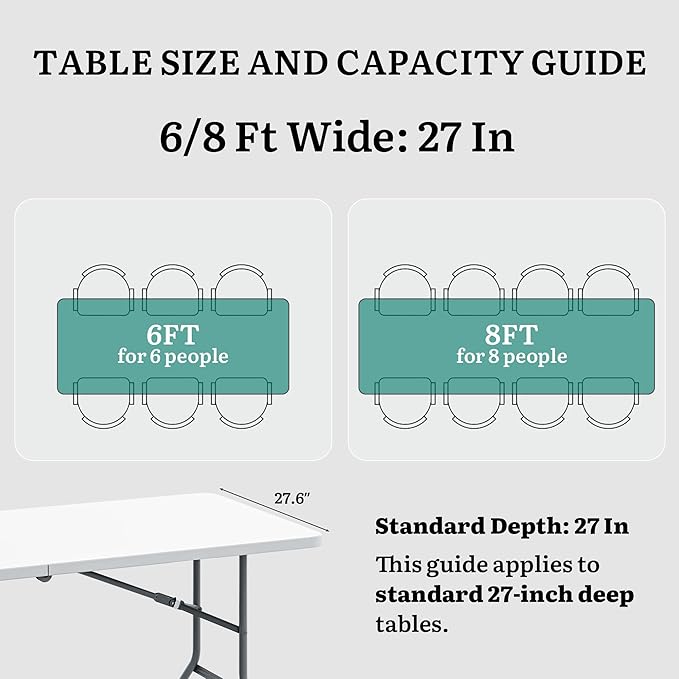 YITAHOME 6ft Folding Table w/1.5" Thick Tabletop Heavy Duty, Portable Outdoor Folding Table w/Carrying Handle for Camping Picnic Parties/Indoor Events, White