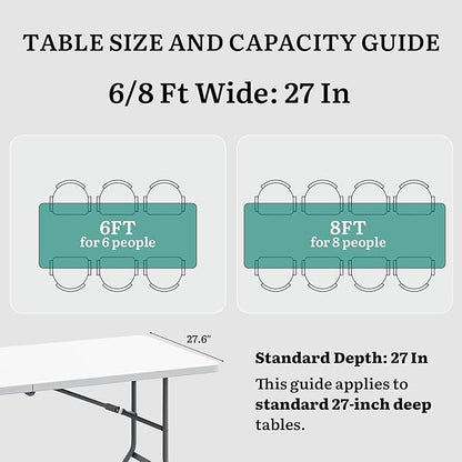 YITAHOME 6ft Folding Table w/1.5" Thick Tabletop Heavy Duty, Portable Outdoor Folding Table w/Carrying Handle for Camping Picnic Parties/Indoor Events, White