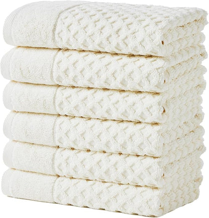 Great Bay Home Hand Towels - 100% Cotton 6 Pack 26x16 Hand Towel Set - Absorbent, Durable, Quick-Dry Towels for Bathroom (Ivory)
