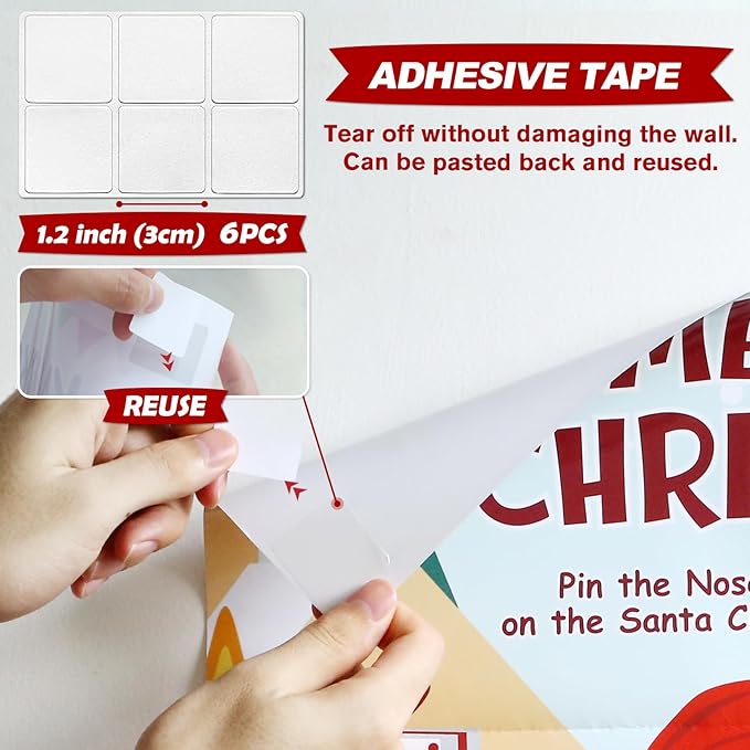 PARTYLOUD Pin The Nose on The Santa Claus, Christmas Party Games, Christmas Holiday Party Games Supplies for Kids Families Adult Groups