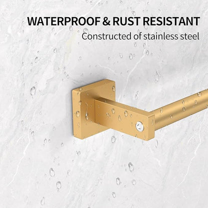 MKO Towel Bar for Bathroom, 24" Towel Racks for Bathroom Hanger Wall Mounted, Hand Towel Holder Rod with Metal for Kitchen Home, Gold 2 Pack