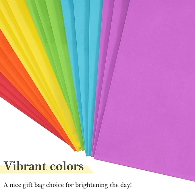 BagDream 24Pcs 10x5x13 Kraft Paper Party Favor Gift Bags with Handles Assorted Rainbow Colors for Wedding, Baby Shower, Birthday, Gifts, Shopping and Party Supplies