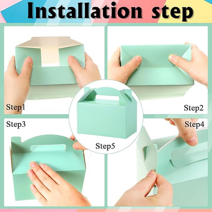 Skyygemm 24 Pcs Graduation Party Favor Gable Boxes Colorful Paper Treat Goodie Candy Cake Gift Box for Summer Birthday Wedding Party Decorations, 6 x 3.5 x 3.5 Inch(Mermaid)