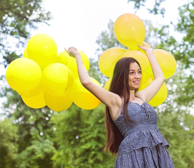 Treasures Gifted Solid Mustard Yellow Balloons - Opaque Light Yellow Bulk - Neon 12 Inch Matte Balloons - 100 Pack