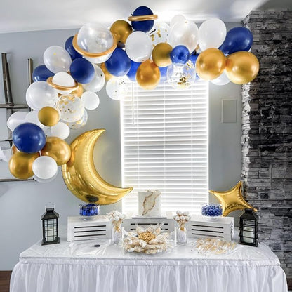 Netnology Navy Blue Gold Balloons Set, 60Pcs 12 Inch Navy Blue White Metallic Gold and Gold Confetti Latex Balloon for Birthday Baby Shower Bridal Shower Wedding Graduation Party Decorations