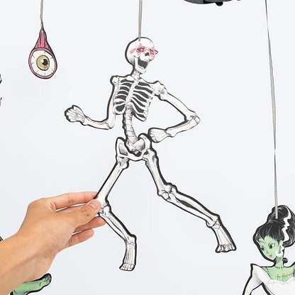 Cheerland Halloweens Garland Skeleton Garland Decoration Spooky Banner Spider Web Halloween Party Decorations Hanging Monster Bash Haunted Summerween Gothic Horror Birthday Skull Party Supplies