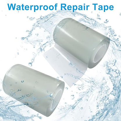 Waterproof Repair Tape - Heavy Duty Clear Instant Seal for Tent, Boat, RV & Pool - 1 Roll Outdoor Repair Patch Cover for Canvas, Tarp, Leather & Sail (4 Inch x 16FT)