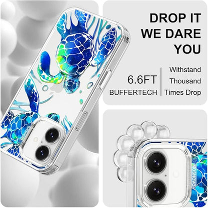 MOSNOVO for iPhone 17 Case | Military Grade 6.6ft Drop Tested | Camera Control | Clear with Sea Turtles Design