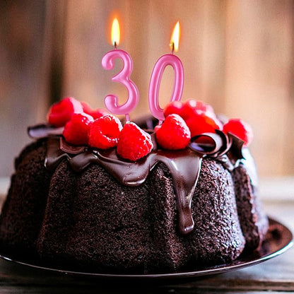 Beanlieve Pink Numeral Birthday Candles - Cake Numeric Candles Number 0 1 2 3 4 5 6 7 8 9,Used for Cake Decoration on Birthday Parties and Wedding Anniversary Celebrations(10 Pieces)