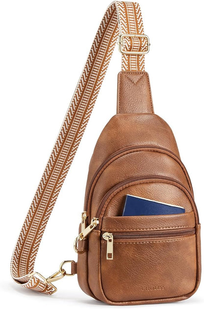 CHOLISS Anti Theft Small Sling Bag for Women and Men RFID Leather Crossbody Bags Fanny Pack Chest Bag Travel Purse Daypacks