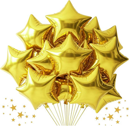 TONIFUL 30Pcs 18 Inch Large Gold Star Shape Foil Balloons Big Gold Stars Helium Mylar Ballons for Birthday Wedding Baby Shower Anniversary Engagement Party Decorations Supplies