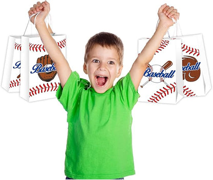 gisgfim 16 Pieces Baseball Party Favor Snack Bags Baseball Theme Birthday Goodie Treat Paper Bags Sports Party Supplies Decorations for Baby Shower Birthday Gifts