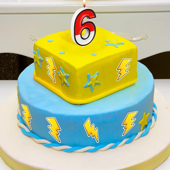 Conelist Cartoon Red and White Birthday Cake Candle Numeral Birthday Cake Topper for Animated Decoration Cartoon Party Supplies(Number 6)