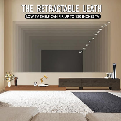 Retractable TV Stand, Solid Wood Minimalist TV Shelf, Mid-Century TV Console