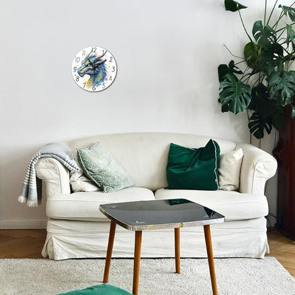 peacoblue Wall Clocks Battery Operated 12 Inch Dragon Glass Round Wall Clock Non Ticking for Kitchen Living Room Dining Room Bedroom and Bathroom Decor Accessories (Battery not Included)