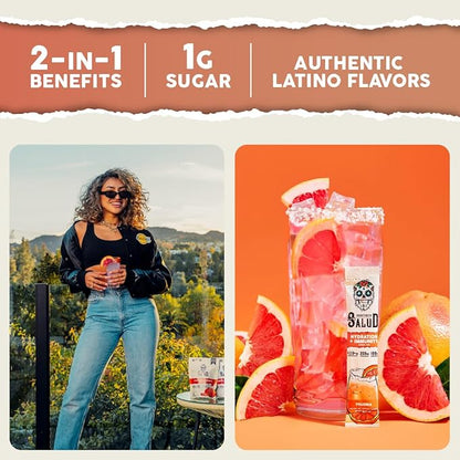 Salud 2-in-1 Hydration Packets + Immunity Electrolytes Powder, Paloma - Agua Fresca Drink Mix, Elderberry, Dairy & Soy Free, Non-GMO, Gluten Free, Vegan, Low Calorie, 1g Sugar (15 Servings)