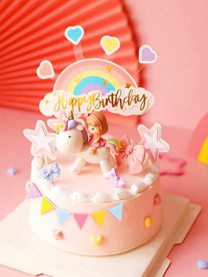 JeVenis Magical Unicorn Cake Topper & Party Favors - Rainbow Birthday Decoration for Girls