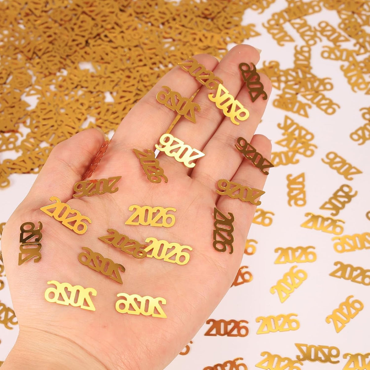 500 Pcs New Year 2026 Confetti, Gold 2026 Table Shiny Confetti Glitter for Happy New Year Decorations 2026 New Years Eve Table Decorations
