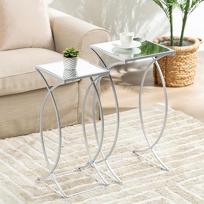 Glitzhome Nesting Side Tables, Coffee Tables Decorative Accent Tables