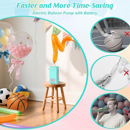 Ball Pump Balloon Pumps Electric, Balloon Pump Portable Long Animal Balloon Pump, Electric Blower Machine Inflator Basketball Pump 260 Balloon Pump for Party/Wedding/Birthday Decorations