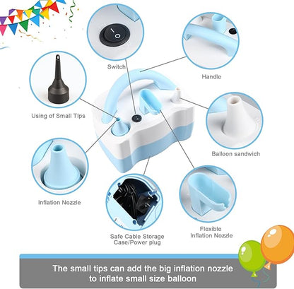 Electric Balloon Pump, 4-in-1 Balloon Inflator with Auto Deflate Function, Portable Air Filler Machine for All Latex & Foil Balloons, Fast Inflation & Quick Deflation for Party Decoration